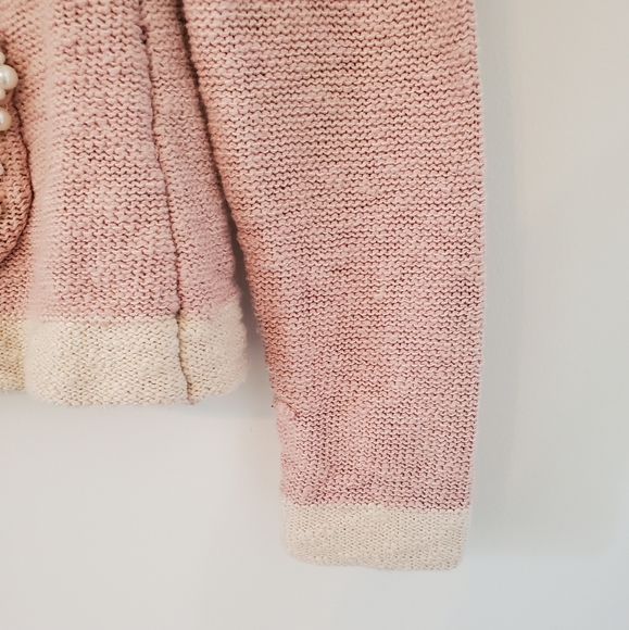 ❌️SOLD❌️ Chadwicks Pink & Cream Pearl Cardigan Small - Picture 5 of 11